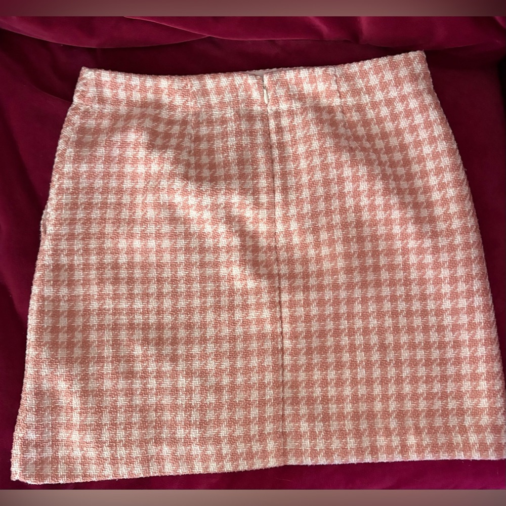 LOFT Pink Gingham Tweed Women's Skirt - Picture 3 of 8